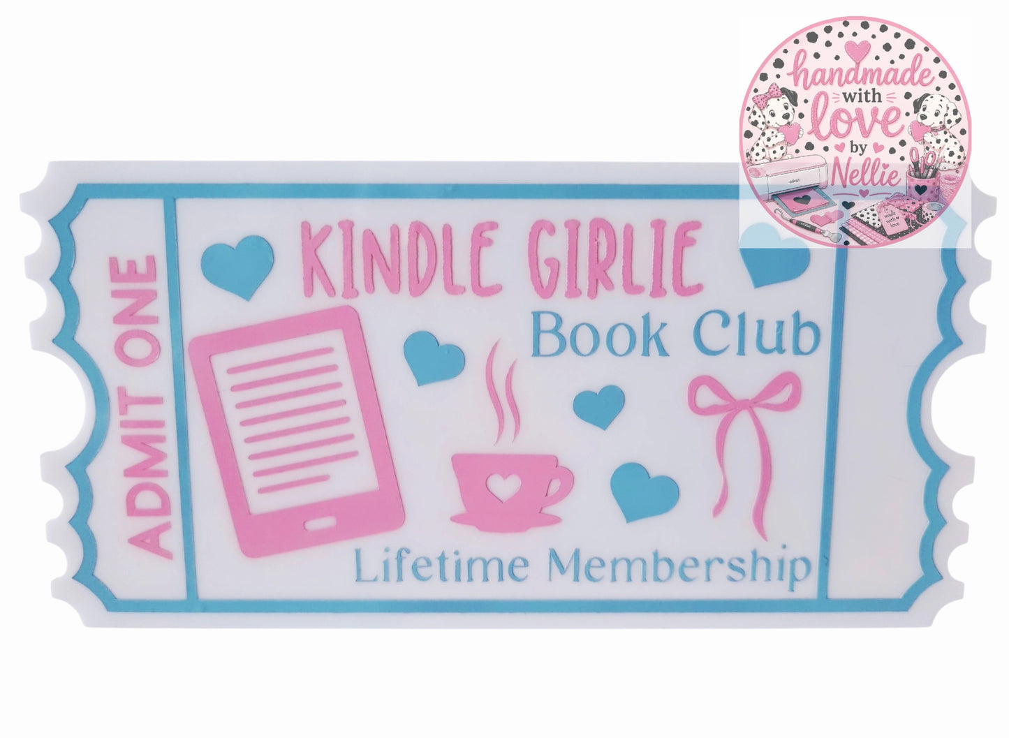 Kindle Girlie Book Club Bookish Acrylic Ticket