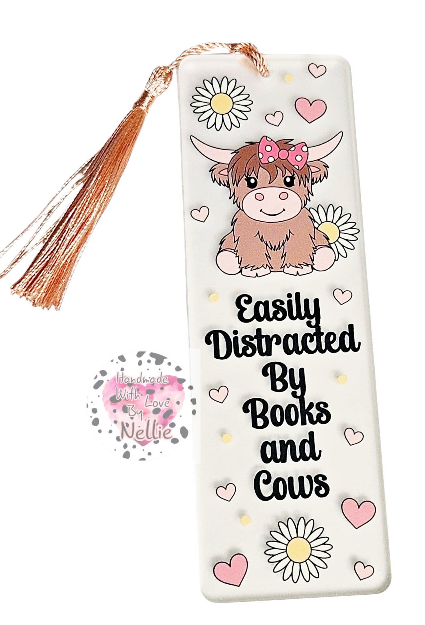 Easily Distracted By Books and Cows Bookmark