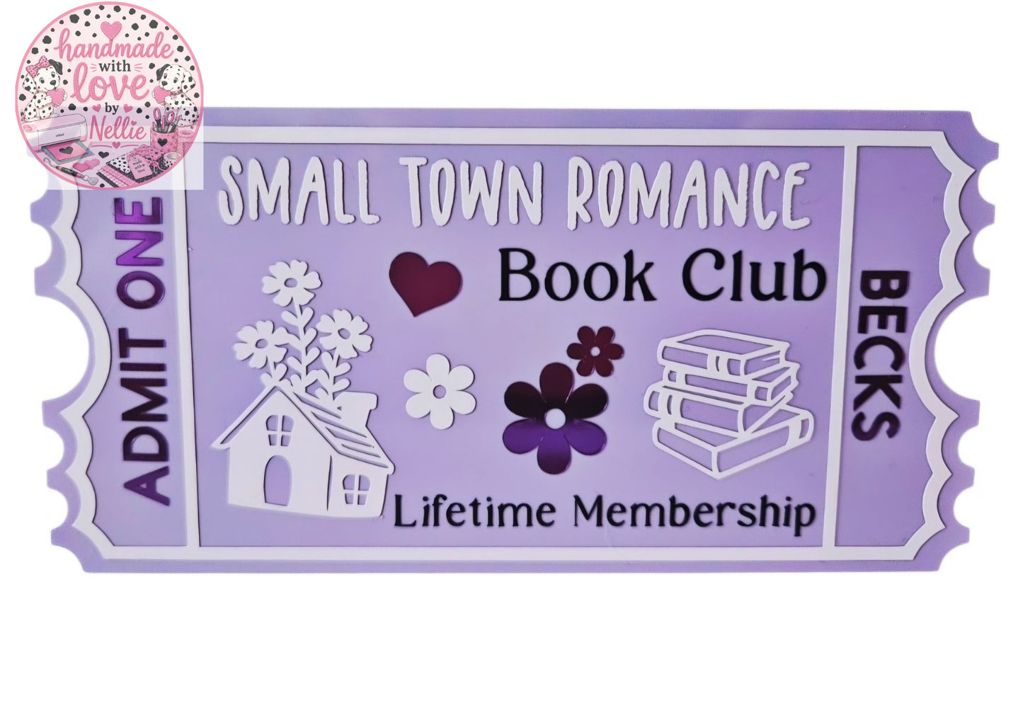 Small Town Romance Book Club Bookish Acrylic Ticket