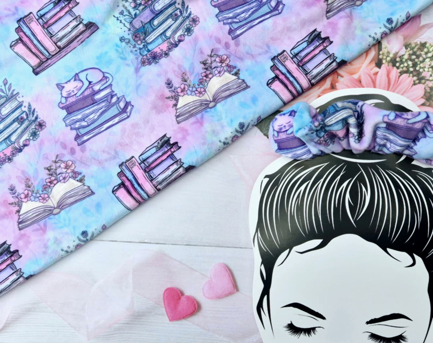 Purple/Blue Cute Bookish Handmade Scrunchie