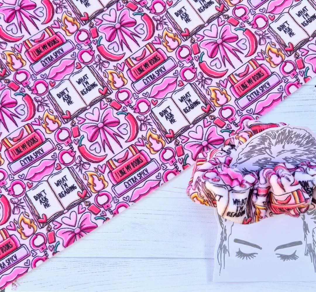 Spicy Pink Bookish Handmade Scrunchie