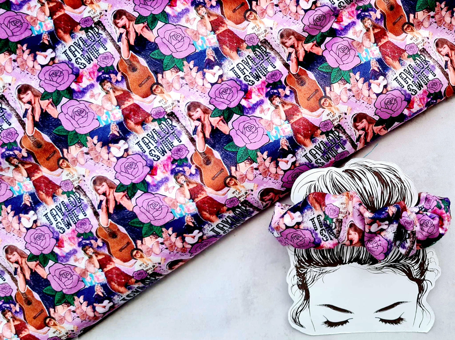 Taylor Swift (Purple Rose Design) Handmade Scrunchie
