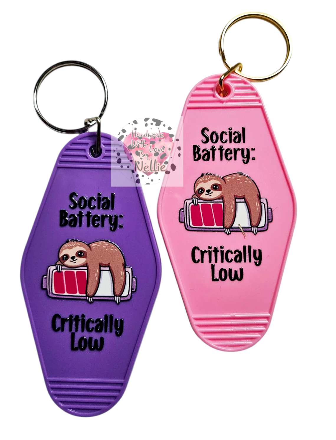 Social Battery Sloth Keyring