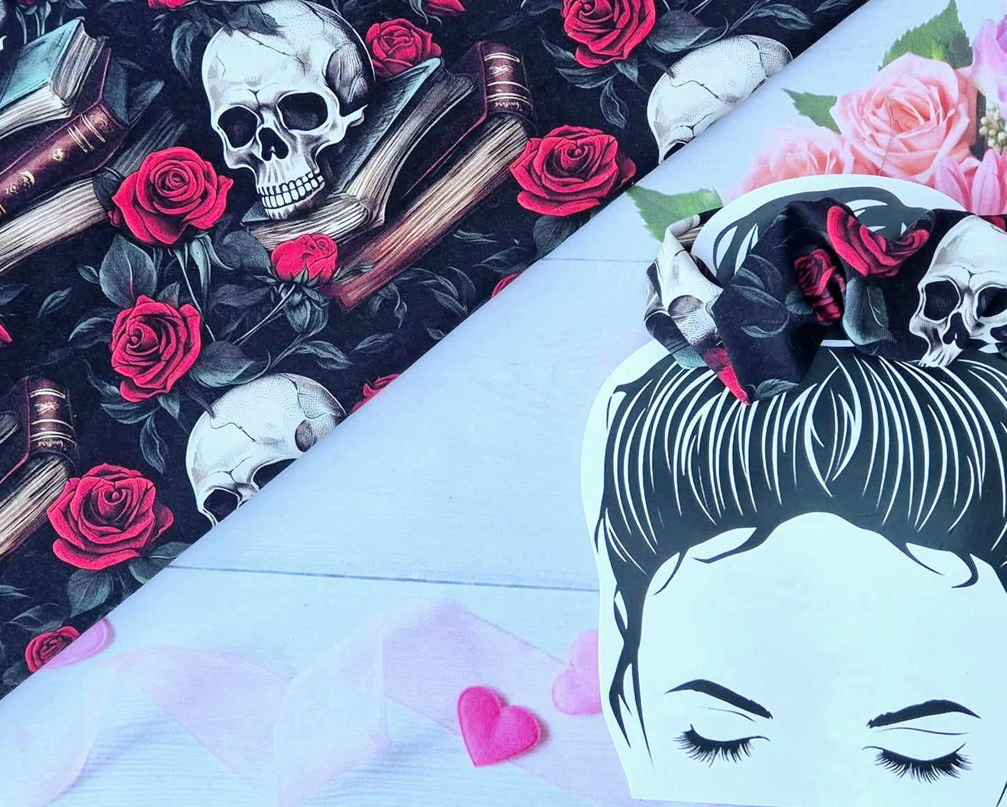 Skulls & Roses Handmade Scrunchie