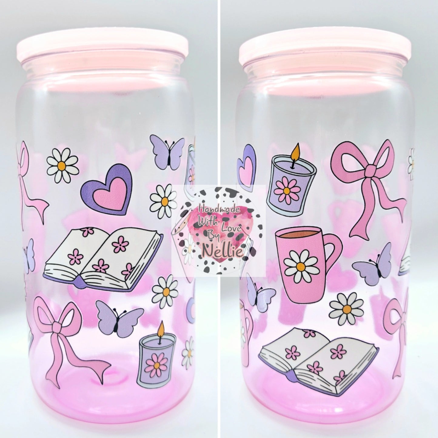 Cute Bookish 16oz Acrylic Plastic Can