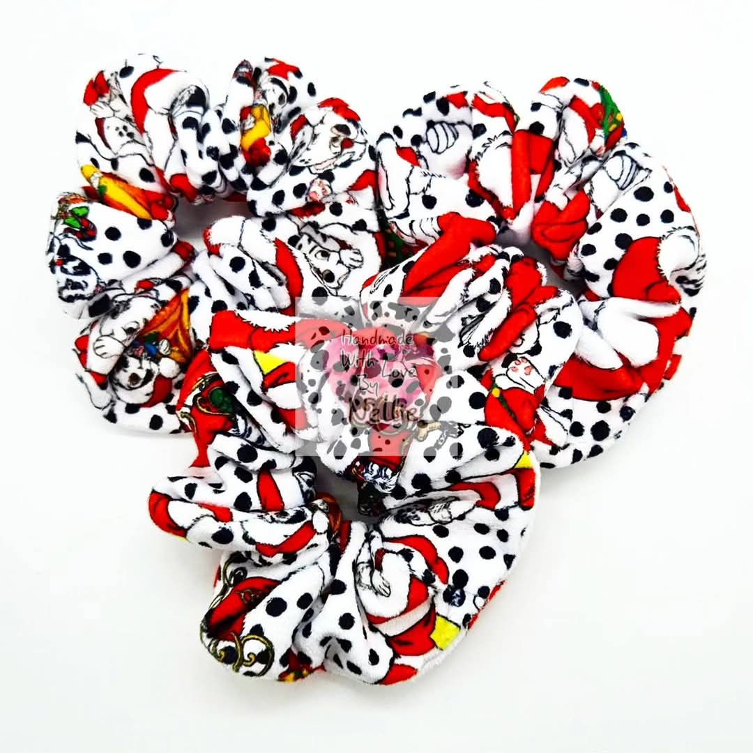 Dalmatian Christmas Handmade Scrunchie