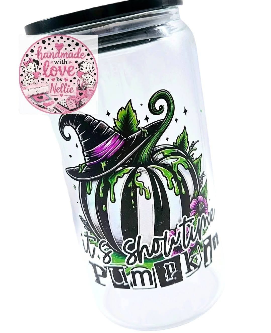 It's Showtime Pumpkin Glass Can