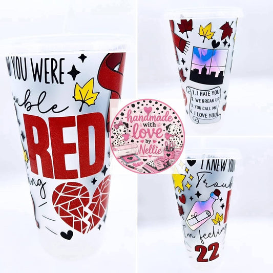 Taylor Swift Red Album Inspired 24oz Cold Cup