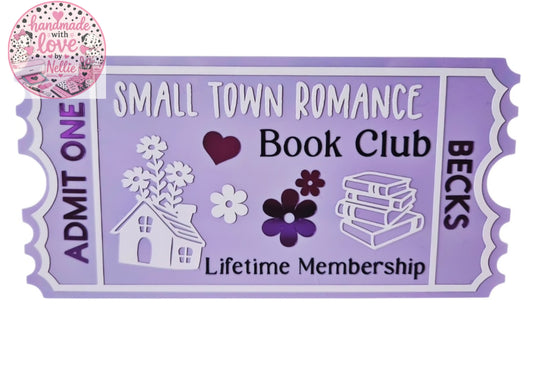 Small Town Romance Book Club Bookish Acrylic Ticket