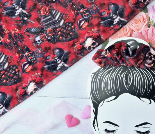 Red Skulls Handmade Scrunchie