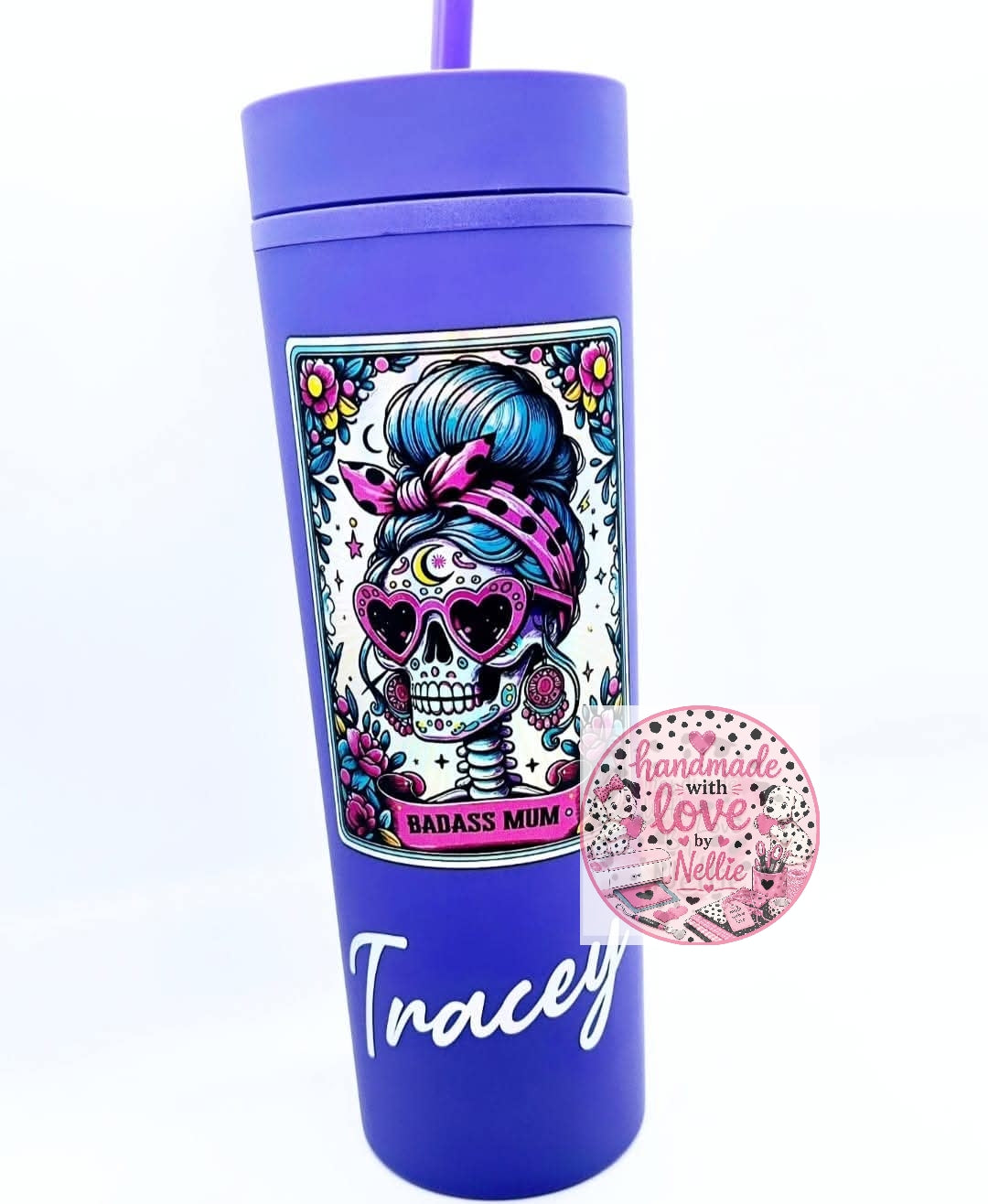 Badass Mum Tarot Card Skinny Tumbler/Cold Cup