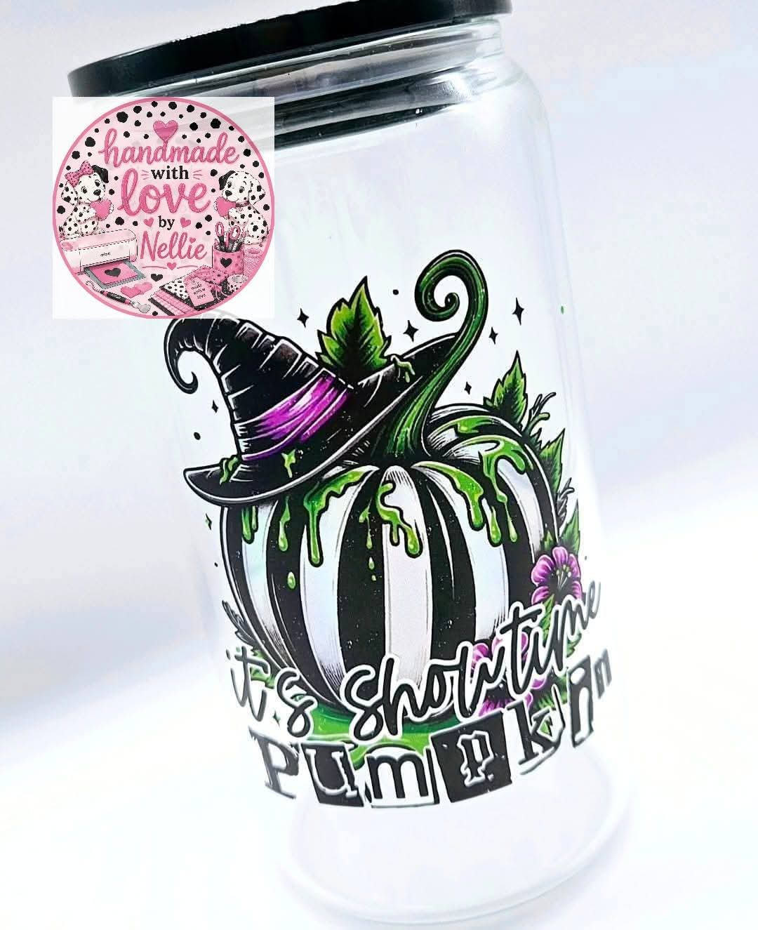 It's Showtime Pumpkin Glass Can