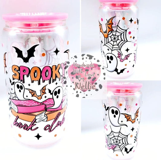 Spooky Book Club Glass Can