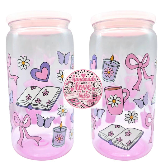 Cute Bookish 16oz Acrylic Plastic Can