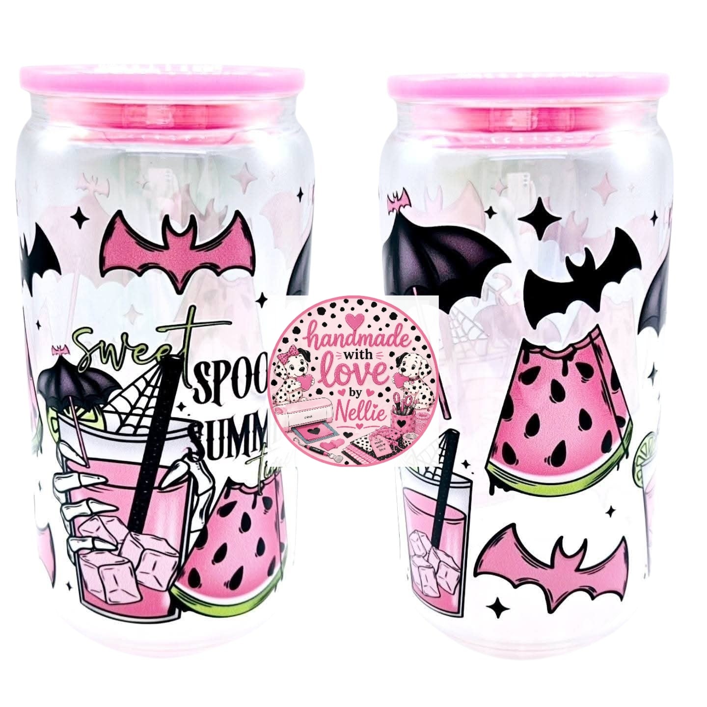 Sweet Spooky Summer Glass Can