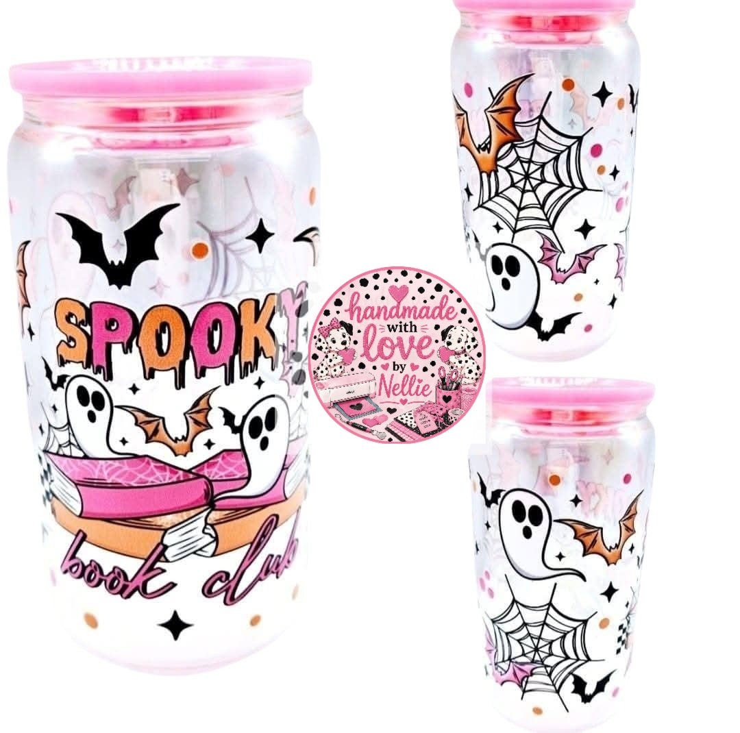 Spooky Book Club Glass Can