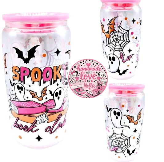 Spooky Book Club Glass Can