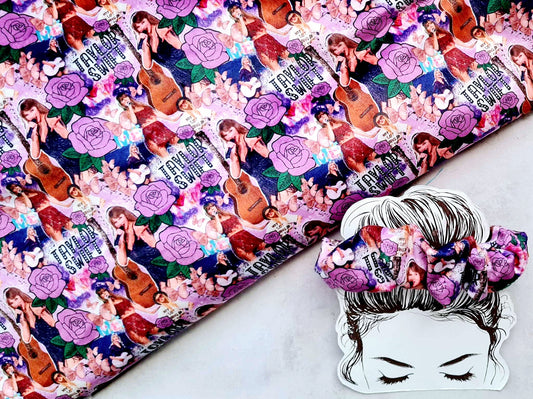 Taylor Swift (Purple Rose Design) Handmade Scrunchie