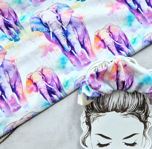 Elephants Watercolour Handmade Scrunchie