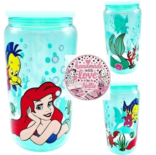 The Little Mermaid Glass Can