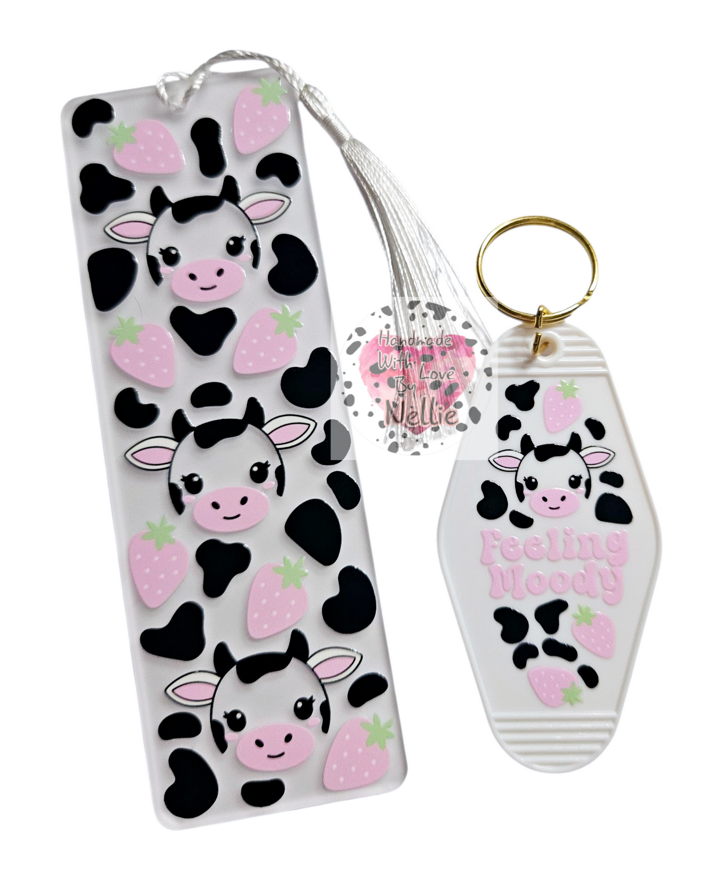 Strawberry Cow Bookmark/Keyring