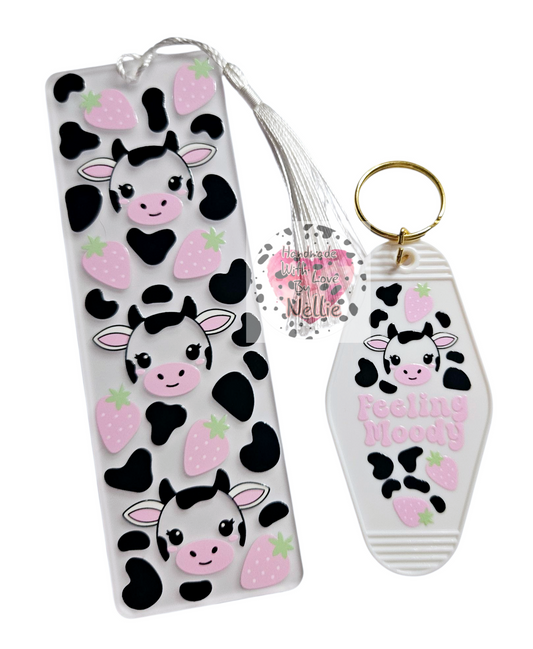 Strawberry Cow Bookmark/Keyring