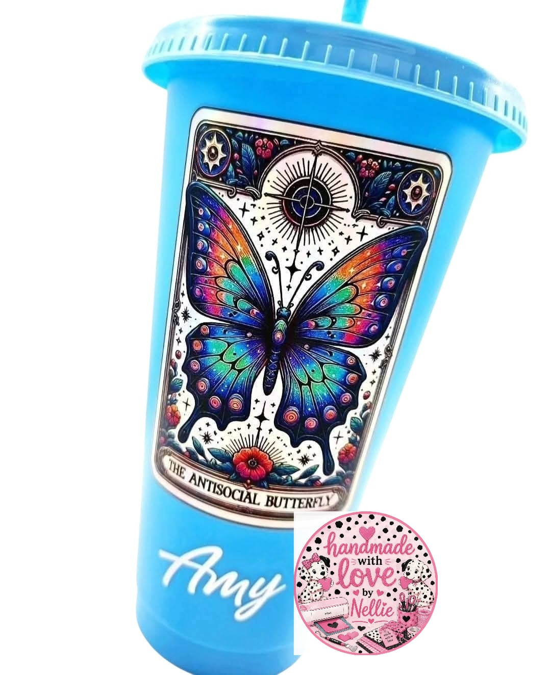 The Antisocial Butterfly Tarot Card Tumbler/Cold Cup