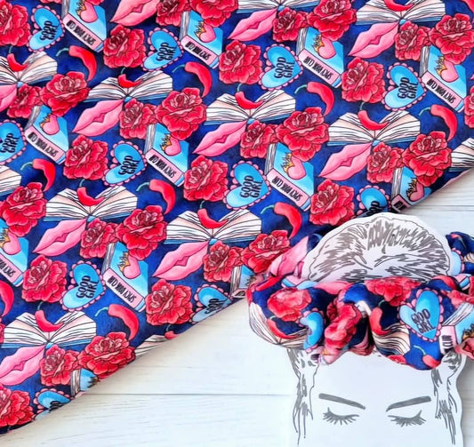 Spicy Blue Bookish Handmade Scrunchie