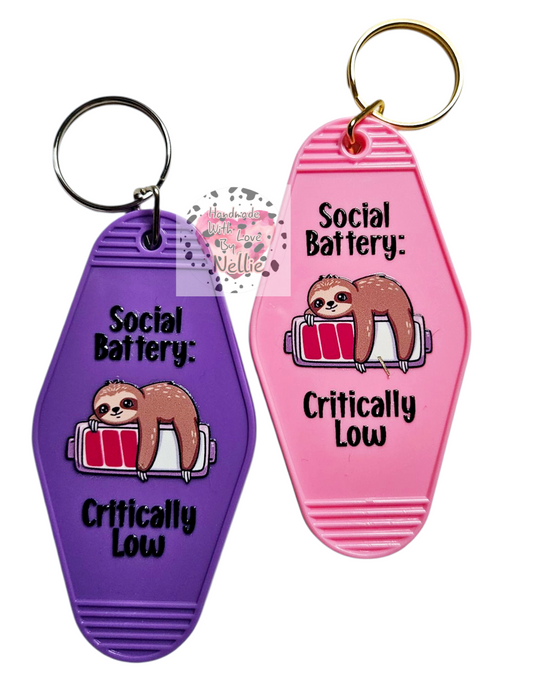Social Battery Sloth Keyring