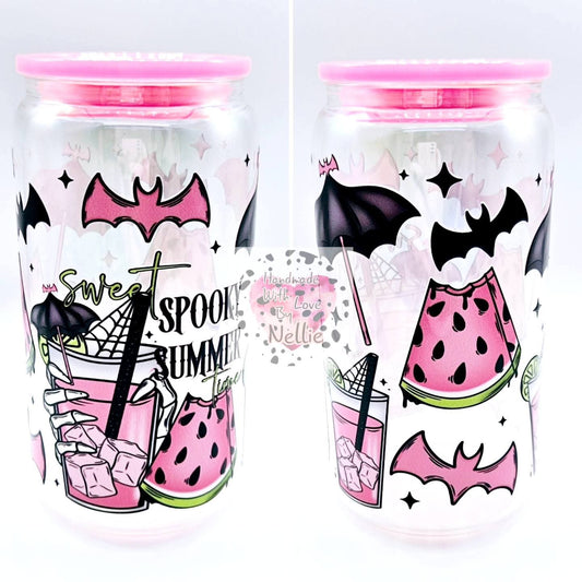Sweet Spooky Summer Glass Can