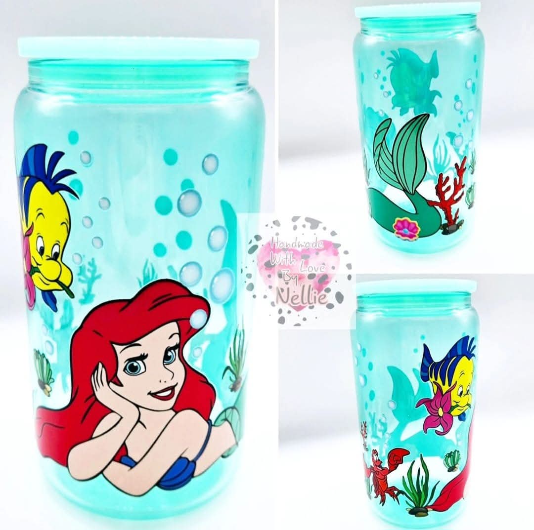 The Little Mermaid Glass Can
