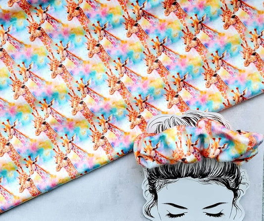 Giraffes Watercolour Handmade Scrunchie