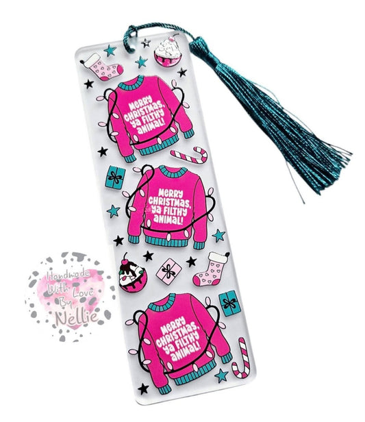 Merry Christmas Ya Filthy Animal Jumper Acrylic Bookmark