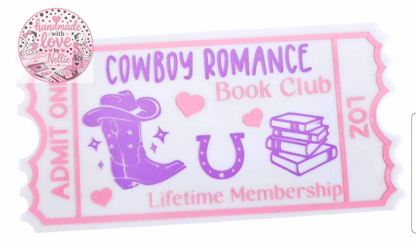 Cowboy Romance Book Club Bookish Acrylic Ticket