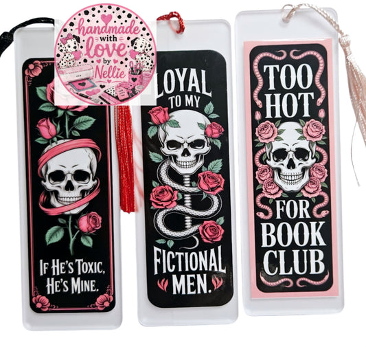 Dark Romance Skull Acrylic Bookmarks