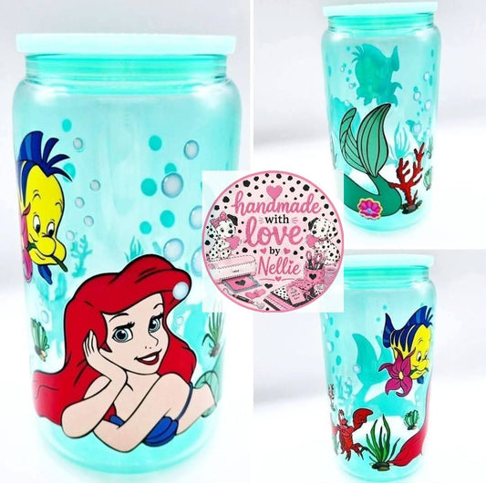 The Little Mermaid Glass Can