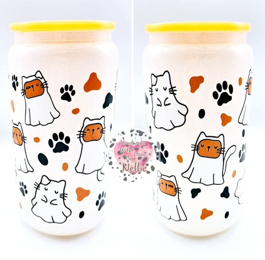 Cat Ghosties Glass Can