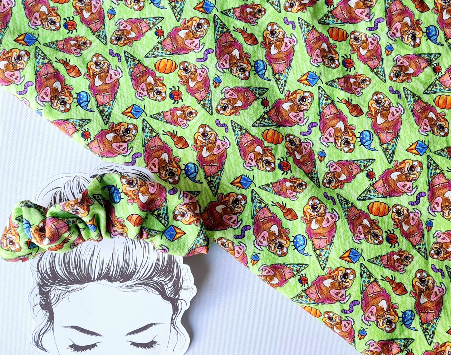 Timon/Pumbaa Ice Cream Handmade Scrunchie