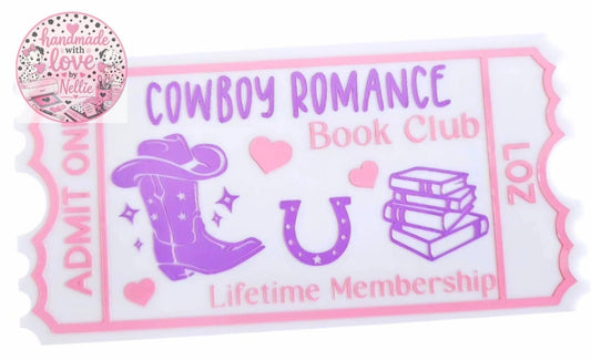 Cowboy Romance Book Club Bookish Acrylic Ticket