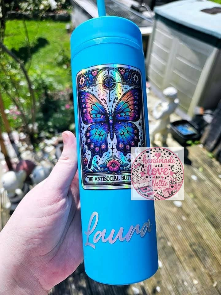 The Antisocial Butterfly Tarot Card Tumbler/Cold Cup