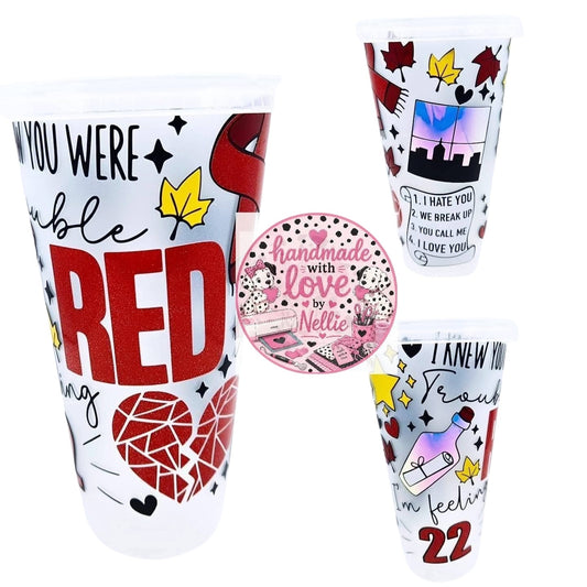 Taylor Swift Red Album Inspired 24oz Cold Cup