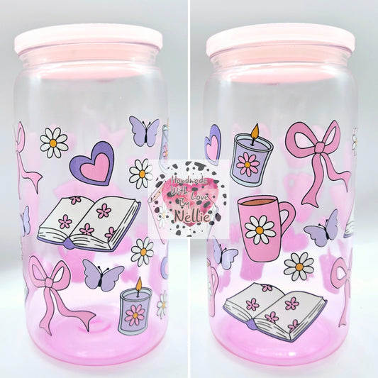 Cute Bookish 16oz Acrylic Plastic Can
