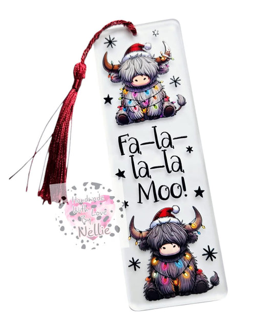 Fa-la-la-la Moo! Highland Cow Bookmark