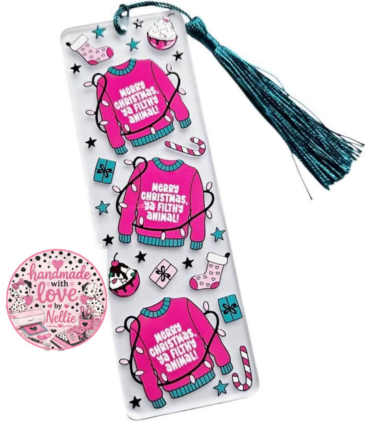 Merry Christmas Ya Filthy Animal Jumper Acrylic Bookmark