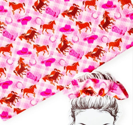 Pink Cowboy Handmade Scrunchie
