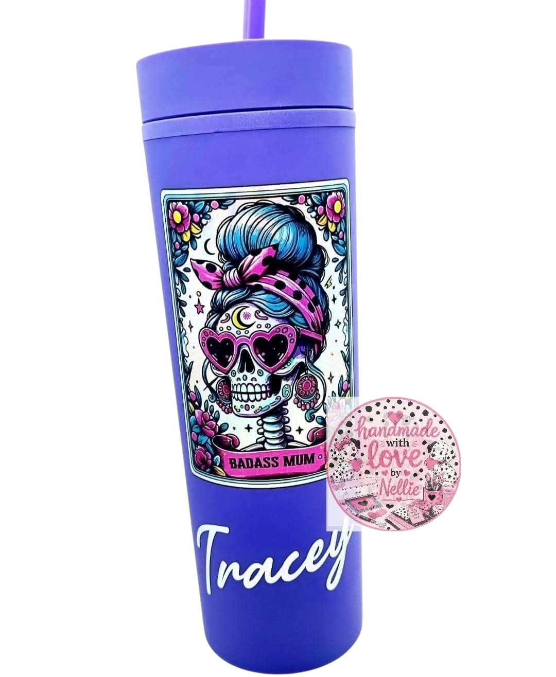 Badass Mum Tarot Card Skinny Tumbler/Cold Cup